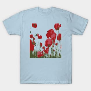 Artistic Botanical Red Poppies T-Shirt